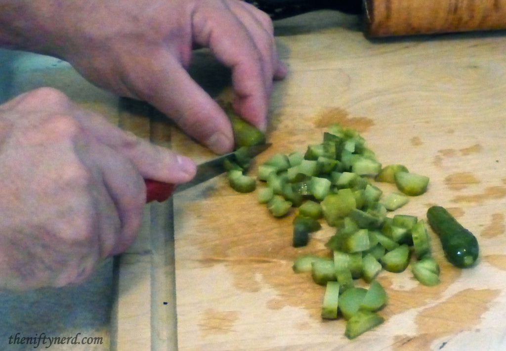 chopping pickles