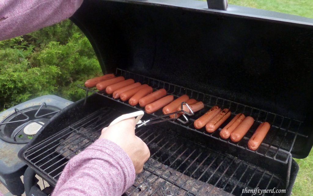 grilling hotdogs