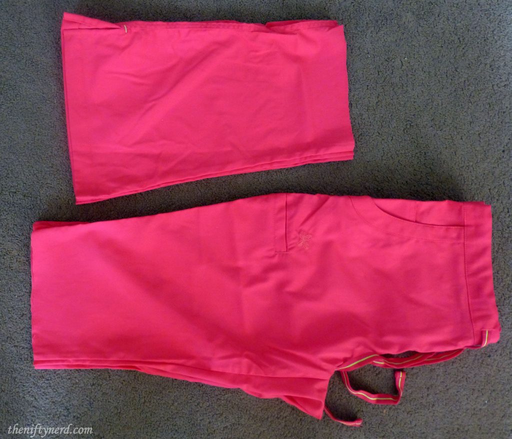 trimming scrub pants off at the knee