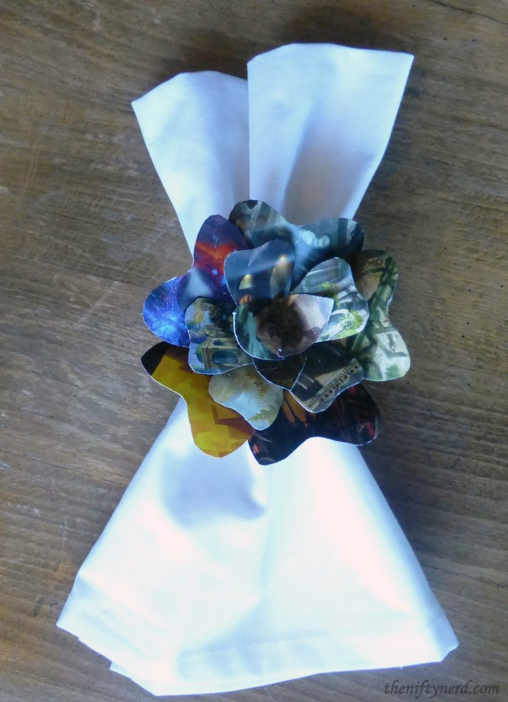 Magic the Gathering card flower napkin ring