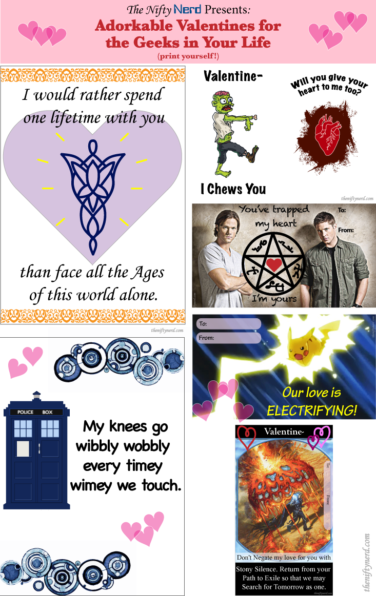 Nerdy Valentine s Day Cards DIY Printables From The Nifty Nerd