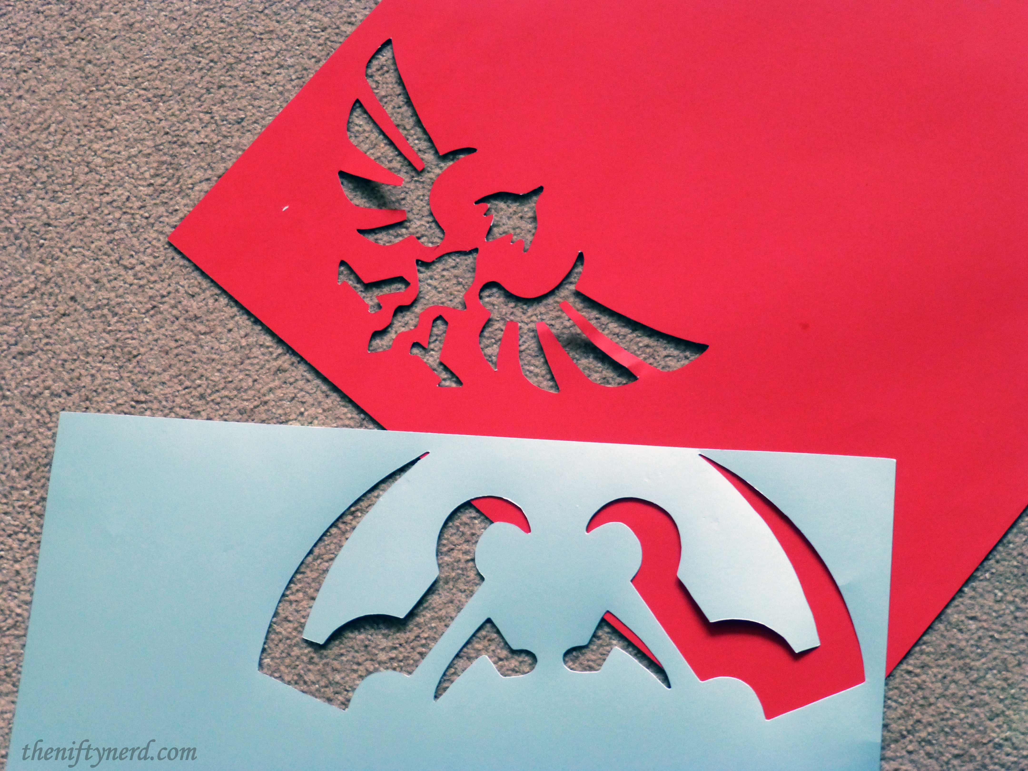 cutting out Link's shield details from posterboard