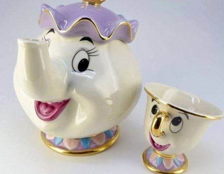 Mrs. Potts tea pot and Chip tea cup set