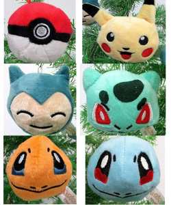 pokmon-plush-ornaments Pokemon plush Christmas ornament set